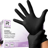 Rmove 1conf. Da 100pz Tg. L - Guanti Nitrile Nero Uso Medico Senza Polvere