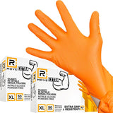 Rmove 1conf. Da 100pz Tg.Xl 8.5gr Da Lavoro - Guanti Nitrile Arancione Senza Polvere Full Grip