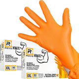 Rmove 1conf. Da 100pz Tg.Xxl 8.5gr Da Lavoro - Guanti Nitrile Arancione Senza Polvere Full Grip
