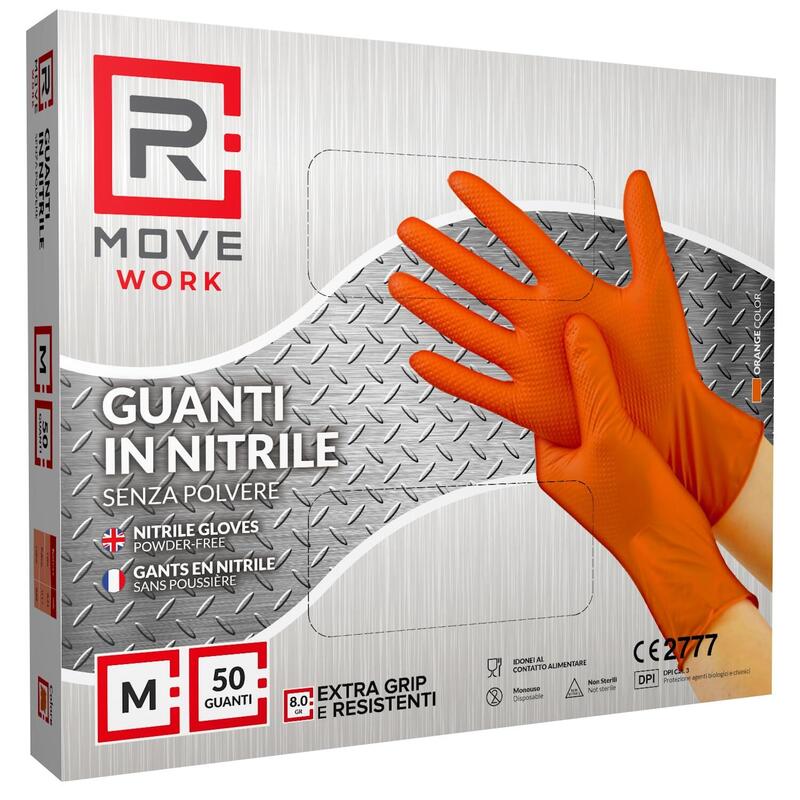 Rmove Guanti Nitrile Arancione Lavoro Sp Fg 8.0g 1cnf/50pz Tg M