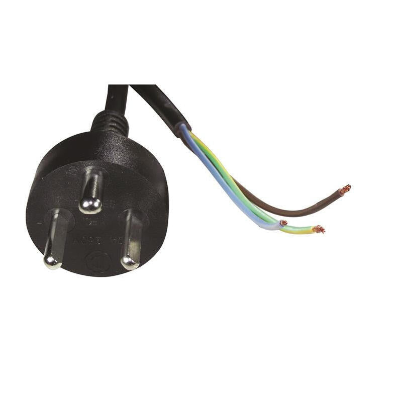 Roline Power Cable Open End. K-It Plug. Black 3.0m