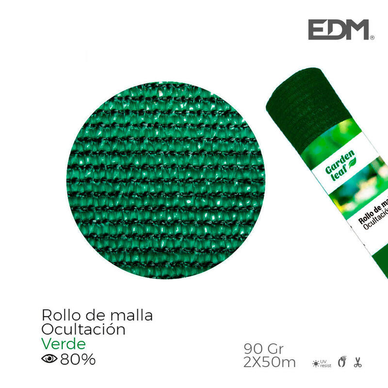 Rollo De Malla De Ocultacion Color Verde 90gr 2x50m Edm