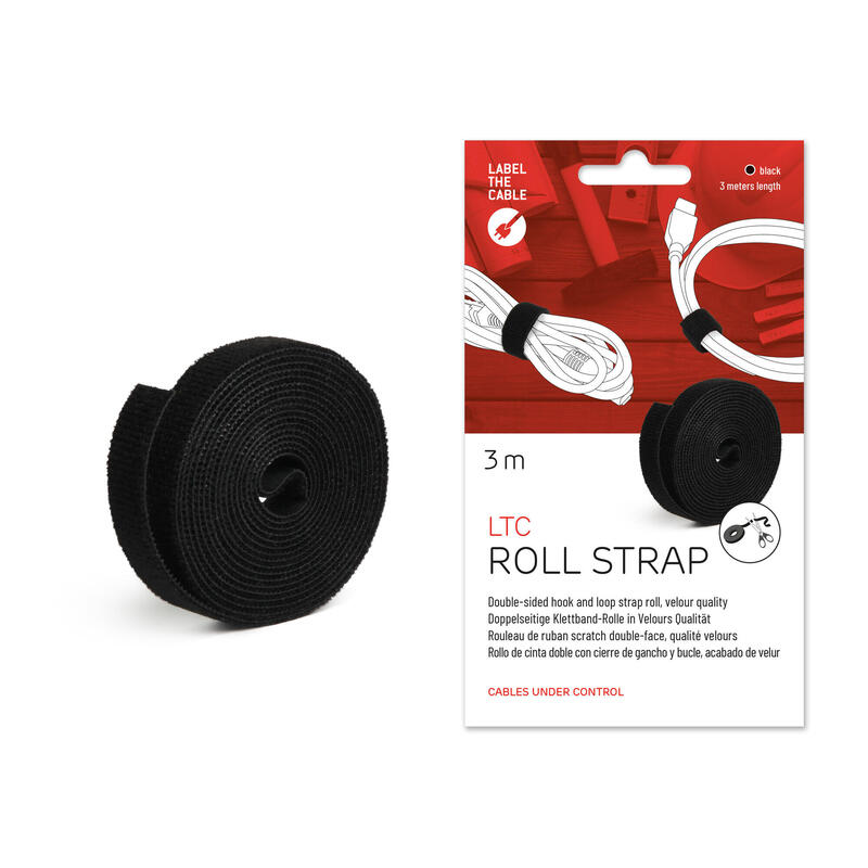 Rollo De Velcro Ltc Pro Roll 25m Para Agrupar Y Organizar Negro