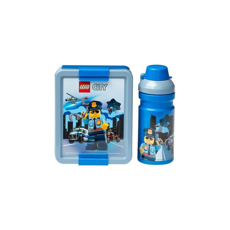 Room Copenhagen Lego Set De Lonchera City Azul/Plateado, 2 Piezas, Con Botella Para Beber 40581735