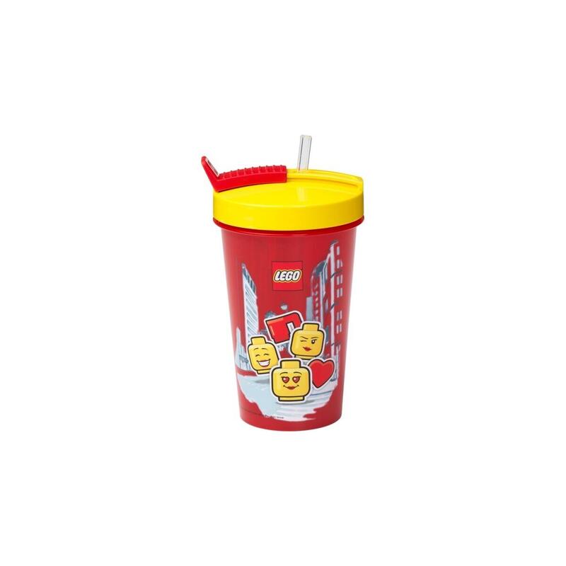 Room Copenhagen Taza Lego Con Pajita Iconic Girl Bright Red Rojo/Amarillo, 500ml 40441725