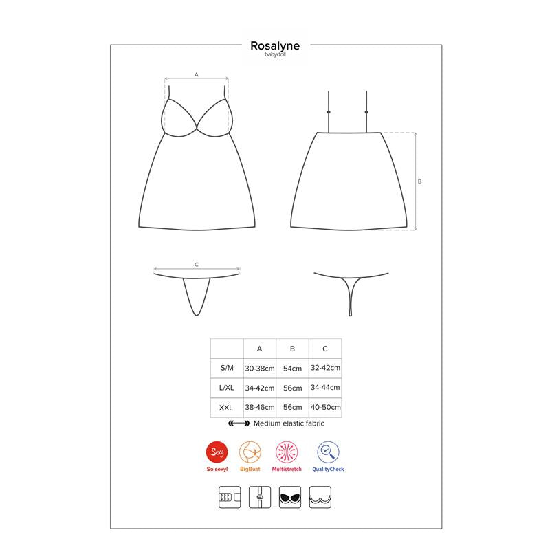 Rosalyne Babydoll Y Tanga Rojo Talla (Interno):S/M