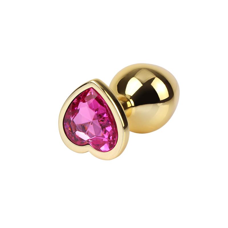 Rosy Heart Plug Anal Dorado Con Joya Talla M