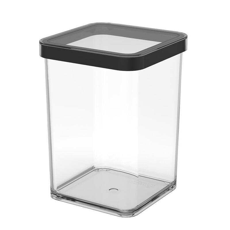 Rotho Loft - Tarro Cuadrado Con Tapa, Sin Bpa, Transparente/Negro (1 L Cuadrado)