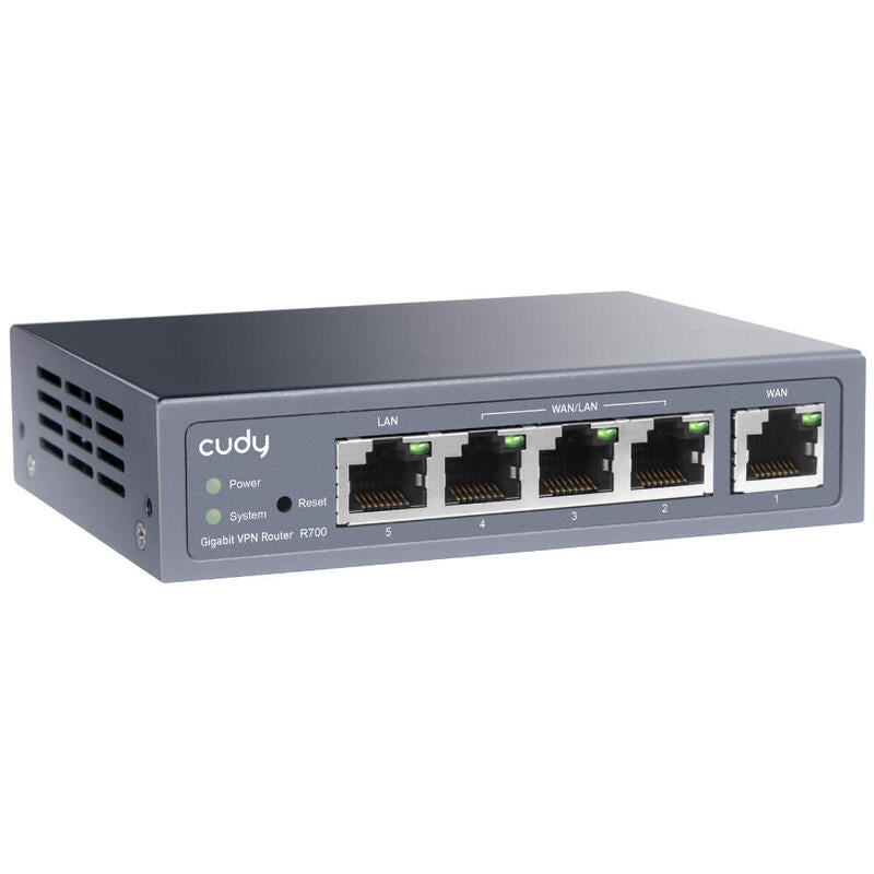 Router Cudy R700  Vpn Wifi Ac1200 - 1 Puerto Wan Gigabit - 3 Puertos Wan/Lan Gigabit - 1 Puerto Lan Gigabit