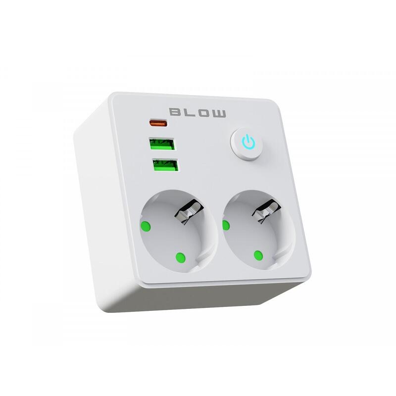 Rozgaleznik R-20 Pr 2-Gniazda + 2usb + Usb-C Bialy