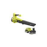 Ryobi One+ Blower De Hoja Inalámbrica Ry18blb-140, 18 Volt, Hojas De La Hoja Verde/Negro, Batería De Iones De Litio 4.0ah 5133006365