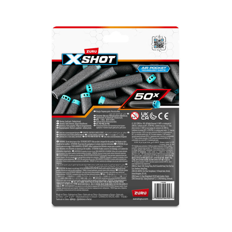 S001-X-Shot- Excel 50pk  Refill Darts Foilbag,Bu