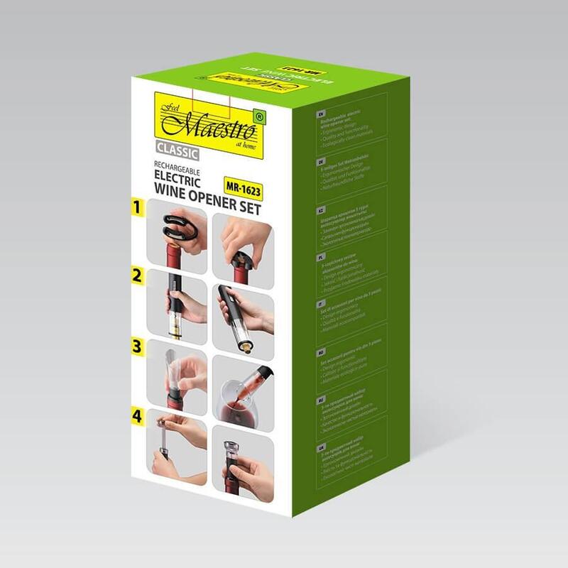 Sacacorchos Eléctrico Para Vino Maestro Mr-1623 Usb