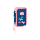 Safta Blackfit8 Mariposas Plumier De 3 Pisos - 37 Piezas - 1.3l - Goma - Lapiz - Boligrafos - Sacapuntas - Reglas - 16