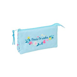 Safta Blackfit8 Petalos Portatodo - 3 Compartimentos Con Cremallera - Bolsillo Interior Central - 22x12x3cm - Color