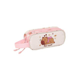 Safta Capibara Portatodo - 2 Compartimentos Con Cremallera - Asa Lateral - Capacidad 1l - 21x8x6cm - Rosa Pastel