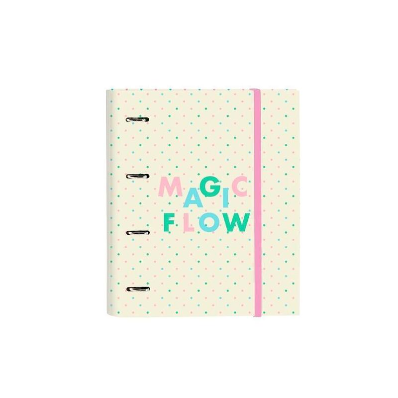 Safta Carpeta De Anillas 4x35mm C/Recambio 100h A4 T/Duras Cierre C/Goma Glowlab "Magic Flow"