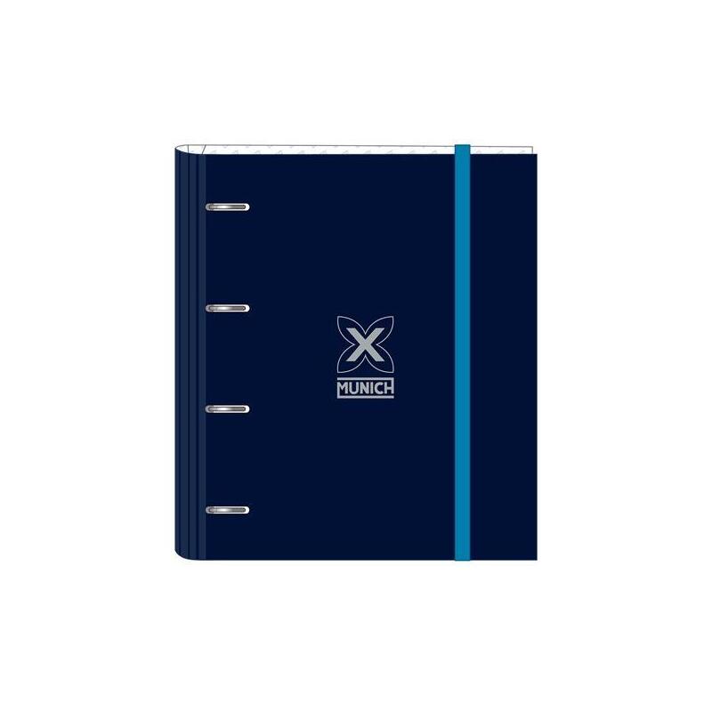 Safta Carpeta De Anillas 4x35mm C/Recambio 100h A4 T/Duras Cierre C/Goma Munich "Nautic"