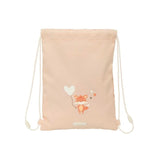 Safta Flores Saco Plano - Bolsillo Con Cremallera - Cierre Con Cordones - 3l - 260x10x340mm - Melocoton