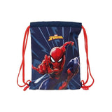Safta Spider-Man Saco Plano - Bolsillo Con Cremallera - Cierre Con Cordones - 3l - Ligero Y Compacto - 260x10x340mm -