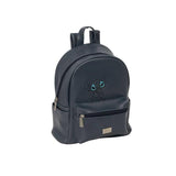 Safta Stitch Gray Mini Mochila - Bolsillo Frontal - Tirador Doble - Interior Forrado - Hombreras Ajustables - Asa