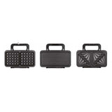 Sandwichera - Mpm Mop-43m, Sandwichera 3 En 1, Gofrera Belga, Grill-Plancha, Bandejas Intercambiables, Placas Antiadhe, 1000 W, Negro/Plata