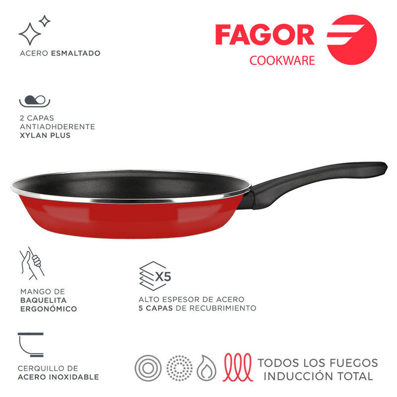 Sarten Optimax Ø26cm Roja Acero Aisi 430 Fagor