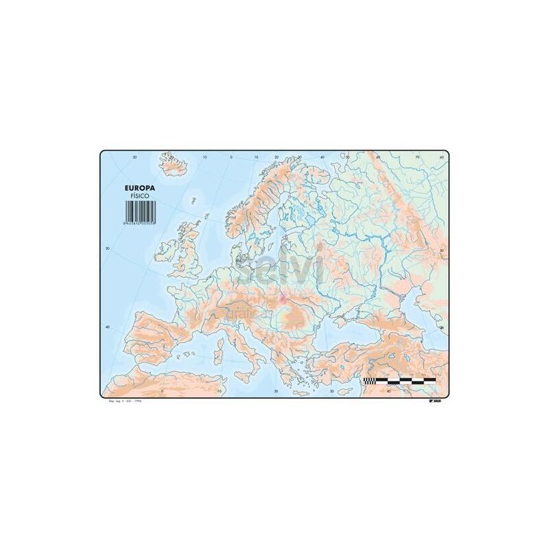 Selvi Mapa Mudo Físico De Europa A4 -50u-