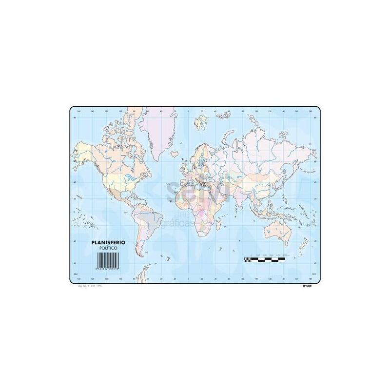 Selvi Mapa Mudo Planisferio Politico A4 -50u-
