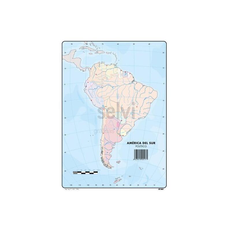 Selvi Mapa Mudo Político De America Del Sur A4 -50u-