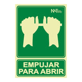 Señal De Evacuación Empujar Para Abrir - Clase B - Pvc 0,7 Mm, 22,4 X 30 Cm