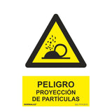 Señal Peligro Proyección De Partículas, Pvc, 21 X 30 Cm