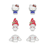 Set 3 Pares De Pendientes Hello Kitty And Friends Plata