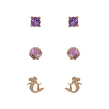 Set 3 Pares De Pendientes La Sirenita Disney