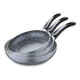 Set 3 Sartenes (16+20+24cm) Aluminio Prensado, Apto Para Inducción, Navy Black, San Ignacio