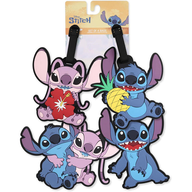 Set 4 Etiquetas De Equipaje Angel & Stitch Disney