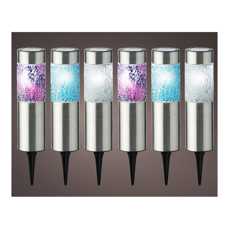 Set 6 Balizas Solares Mod.Gaudi 22x6cm Lumineo Colores Surtidos