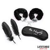 Set De 3 Piezas Antifaz, Esposas Y Plumas Negro