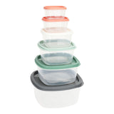 Set De 6 Fiambreras De Plastico Con Tapas De Colores Y Medidas Diferentes.