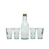 Botella Y 4 Vasos De Cristal 100% Reciclados