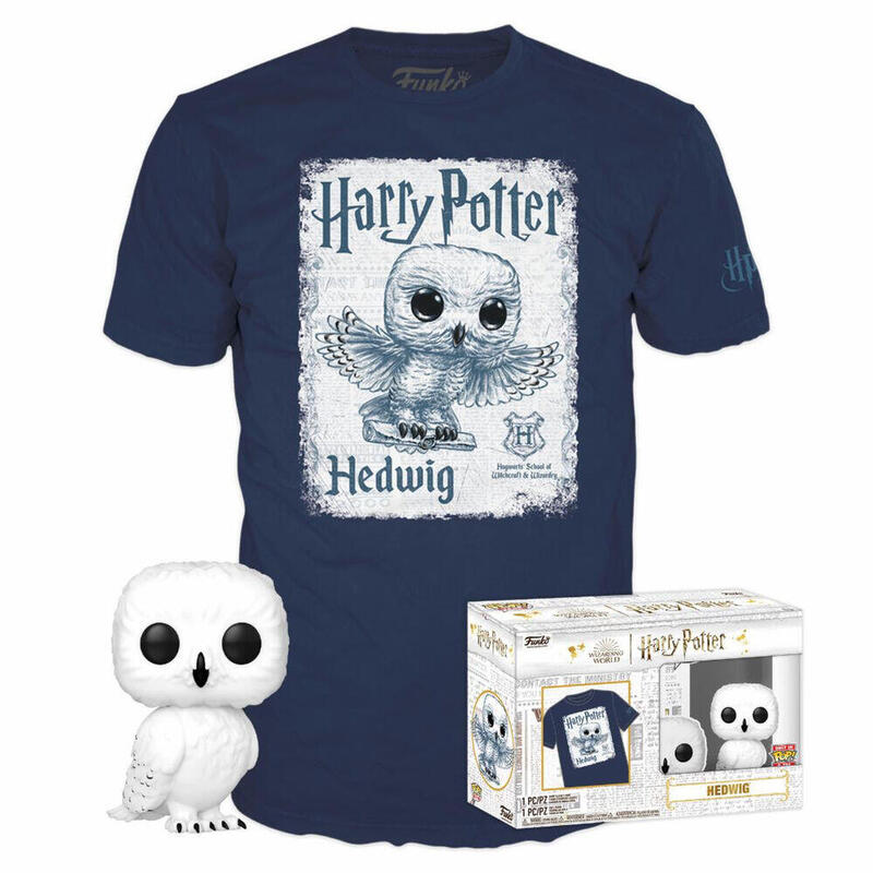 Set Figura Pop &#38; Tee Harry Potter Hedwig Talla Xl