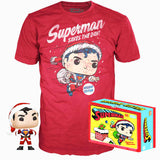 Set Figura Pop & Tee Dc Comics Superman Exclusive Flocked Talla S