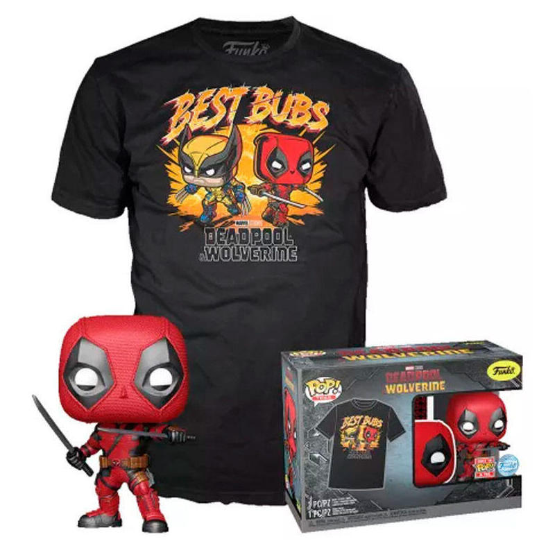 Set Figura Pop & Tee Marvel Deadpool & Wolverine Talla L