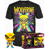 Set Figura Pop & Tee Marvel Wolverine Black Light Talla M