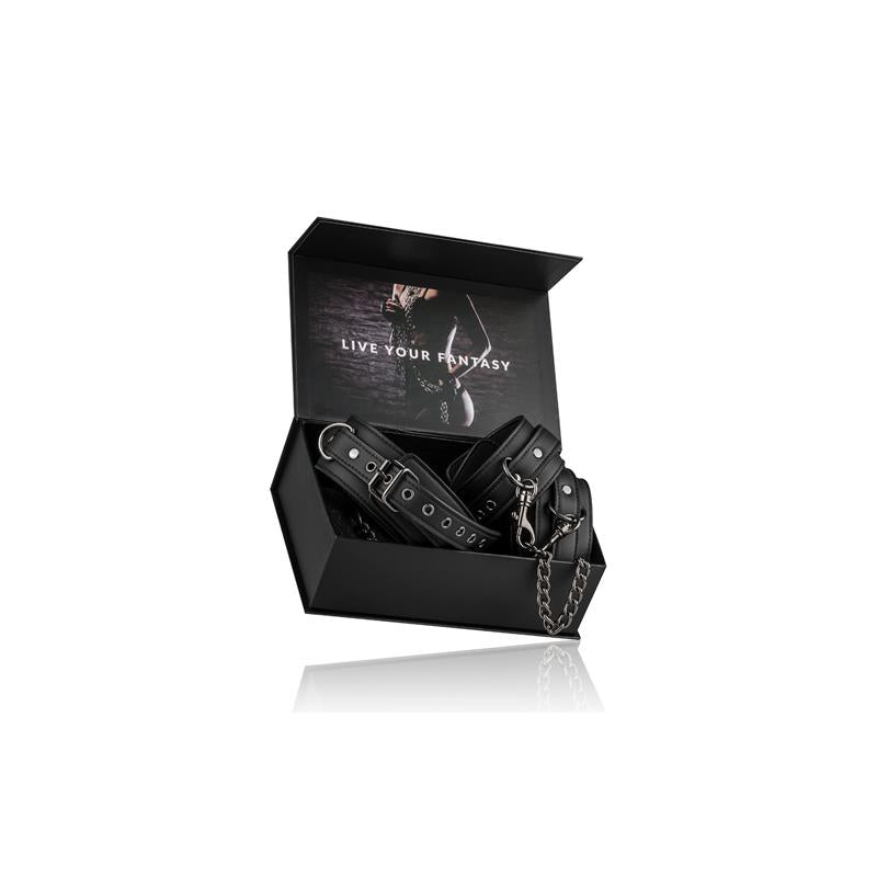 Set Ligaduras Collar Y Esposas Para Tobillos Negro