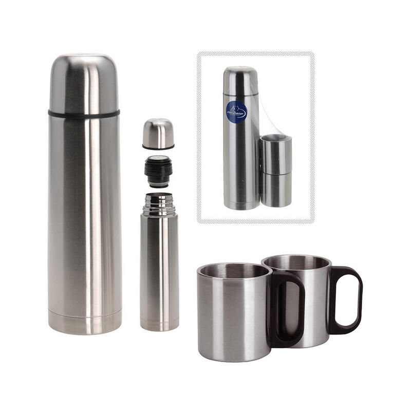 Set Termo 1l Con 2 Tazas Inoxidable