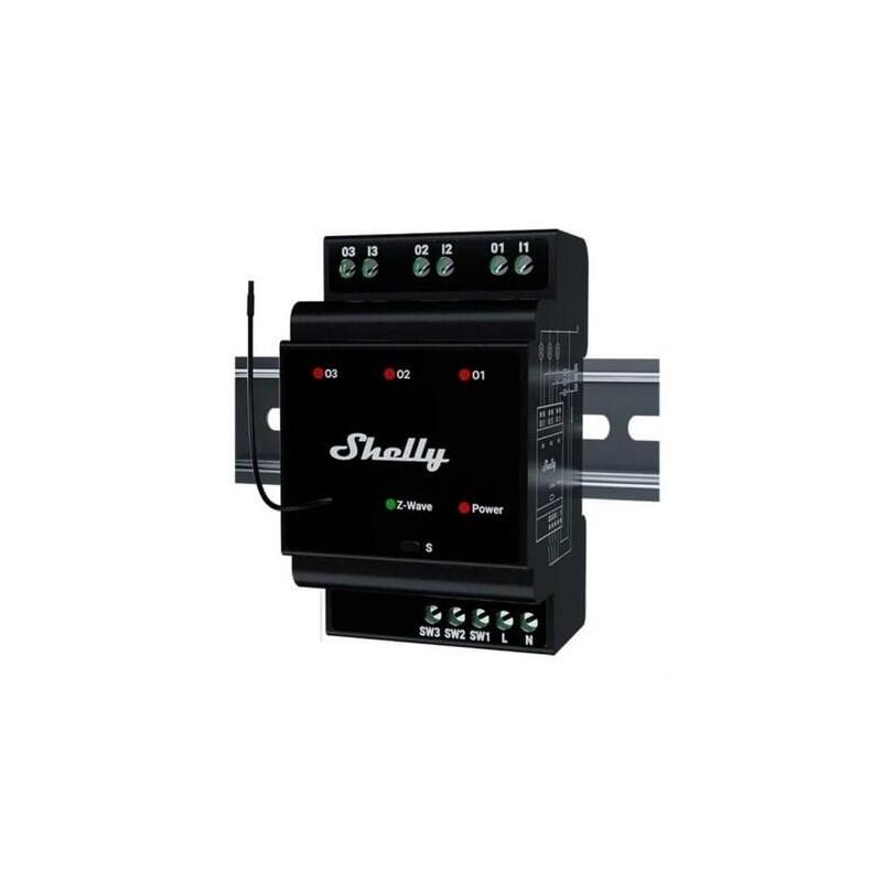 Shelly Qubino Wave Pro 3 3-Kanalowy Przekaznik Na Szyne Din Z-Wave