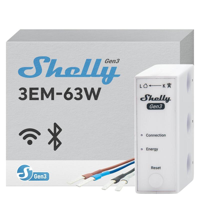 Shelly Relais "3em-63w Gen3" Stromzähler