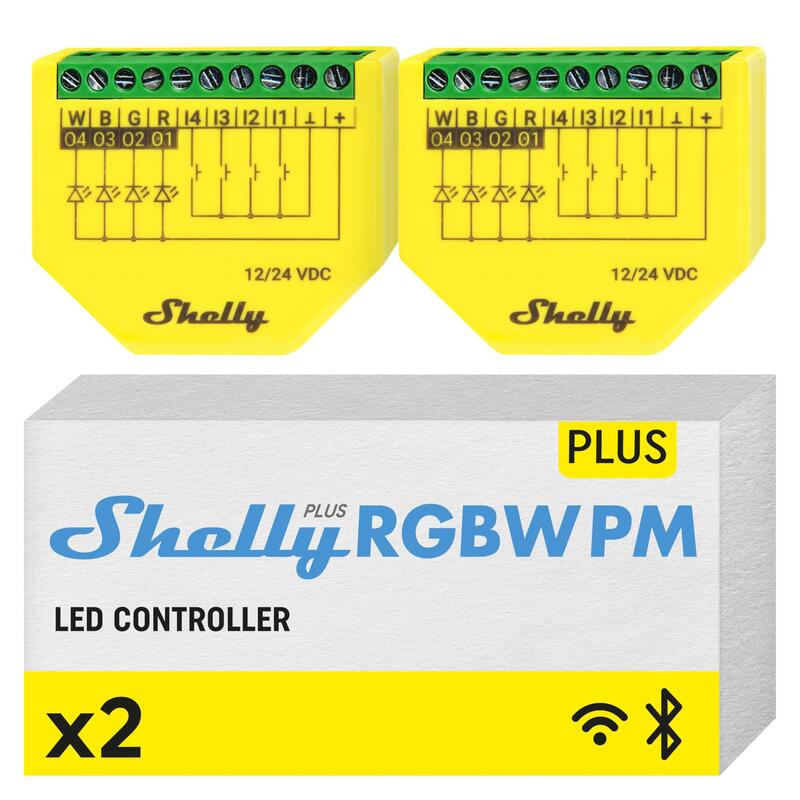 Shelly · Unterputz · \"Plus Rgbw Pm\" · 2er Pack · Led Lichtcontroller · Wlan · Bt