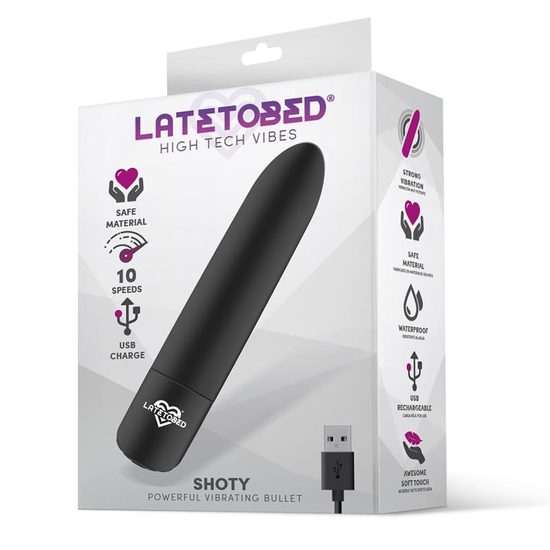 Shoty Bala Vibradora Usb 10 Velocidades Potente Motor Negro